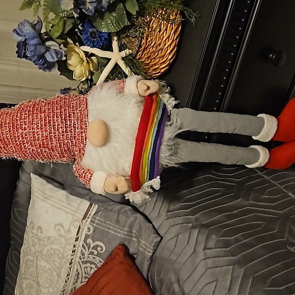 Rainbow Santa Christmas Gnome Weighted Ledge Decor - Picture 1 of 12
